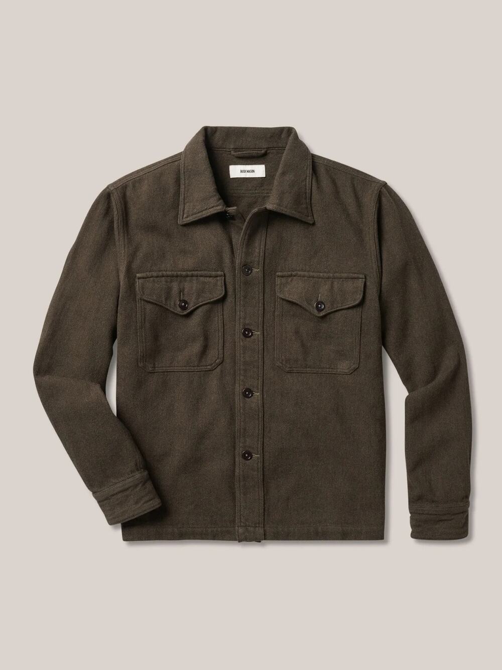 Buck Mason Americana Heather Olive Blanket Double Brushed Flannel Field Jacket L